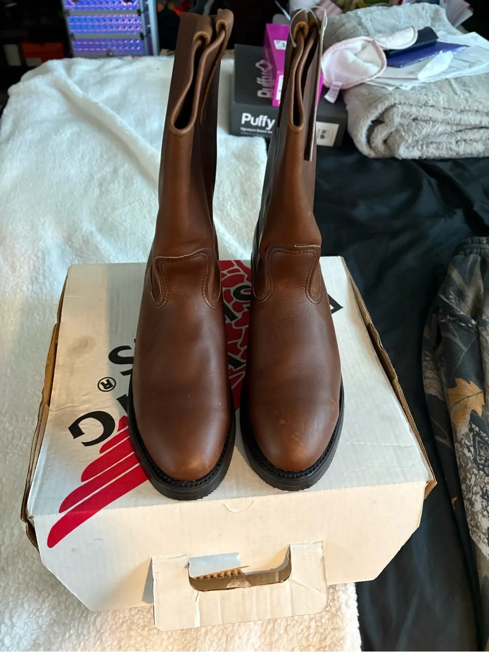 Deadstock Red Wing Shoes Men's Chestnut Brown Leather Pull-On Work Boots